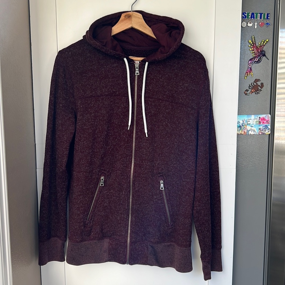 Merona Hoodie Size Mesium Men’s Red Maroon Sweatshirt Hooded Soft Full Zip